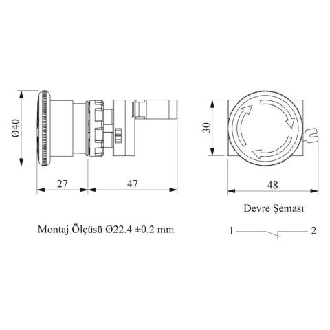 EMAS CP200E C PL MANTAR KAFA. ŞOKLU ACİL STOP BUT. 40 MM