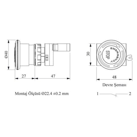 EMAS CP200EE C PL 40MM MANTAR KAFA ŞOKLU ETİKETLİ EMNİYET