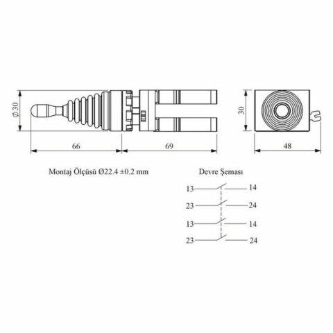 EMAS CP707DJ41 C PLASTİK JOYİSTİK 4 POZ DÖNÜŞLÜ