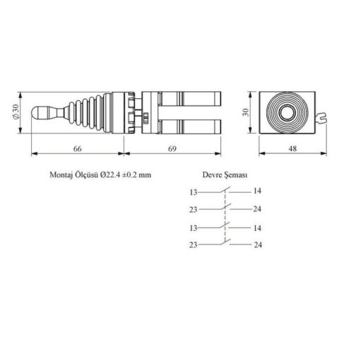 EMAS CP707DJ41 C PLASTİK JOYİSTİK 4 POZ DÖNÜŞLÜ