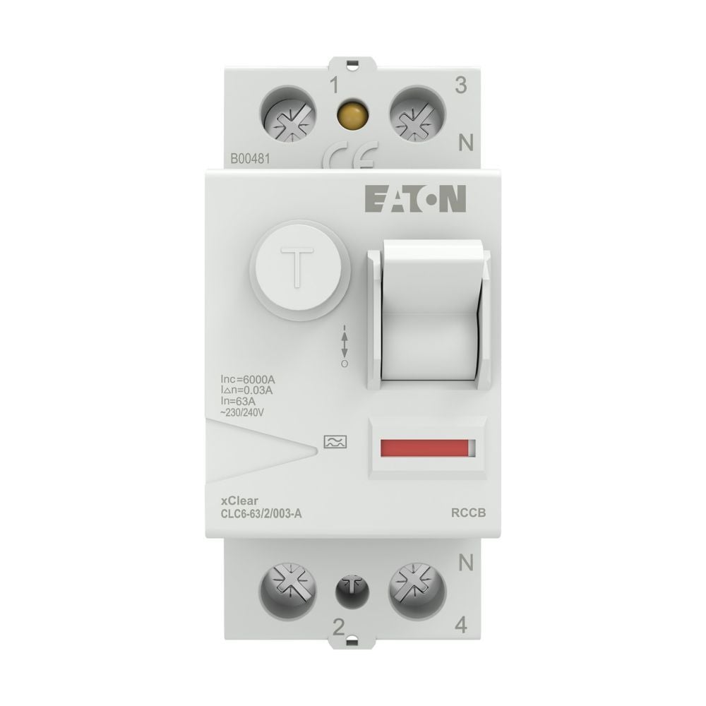 EATON CLC6-63/2/003-A Artık Akım Devre Kesiciler (A tipi) 2x63A, 6kA, 30mA-EATON