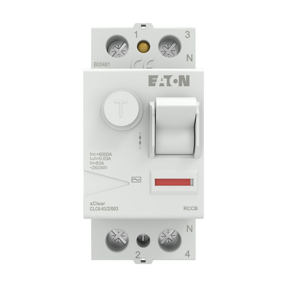 EATON CLC6-63/2/003 Artık Akım Devre Kesiciler (AC tipi) 2x63A, 6kA, 30mA-EATON