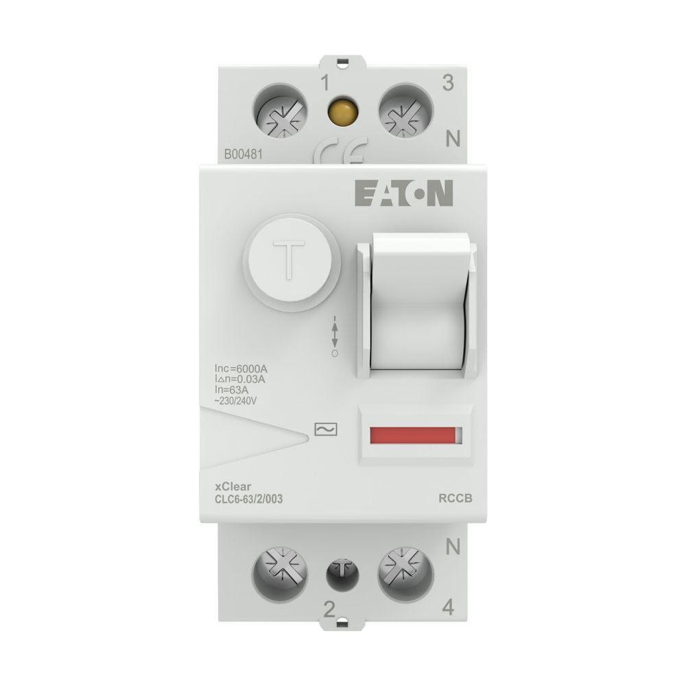 EATON CLC6-63/2/003 Artık Akım Devre Kesiciler (AC tipi) 2x63A, 6kA, 30mA-EATON