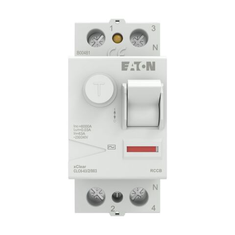 EATON CLC6-63/2/003 Artık Akım Devre Kesiciler (AC tipi) 2x63A, 6kA, 30mA-EATON