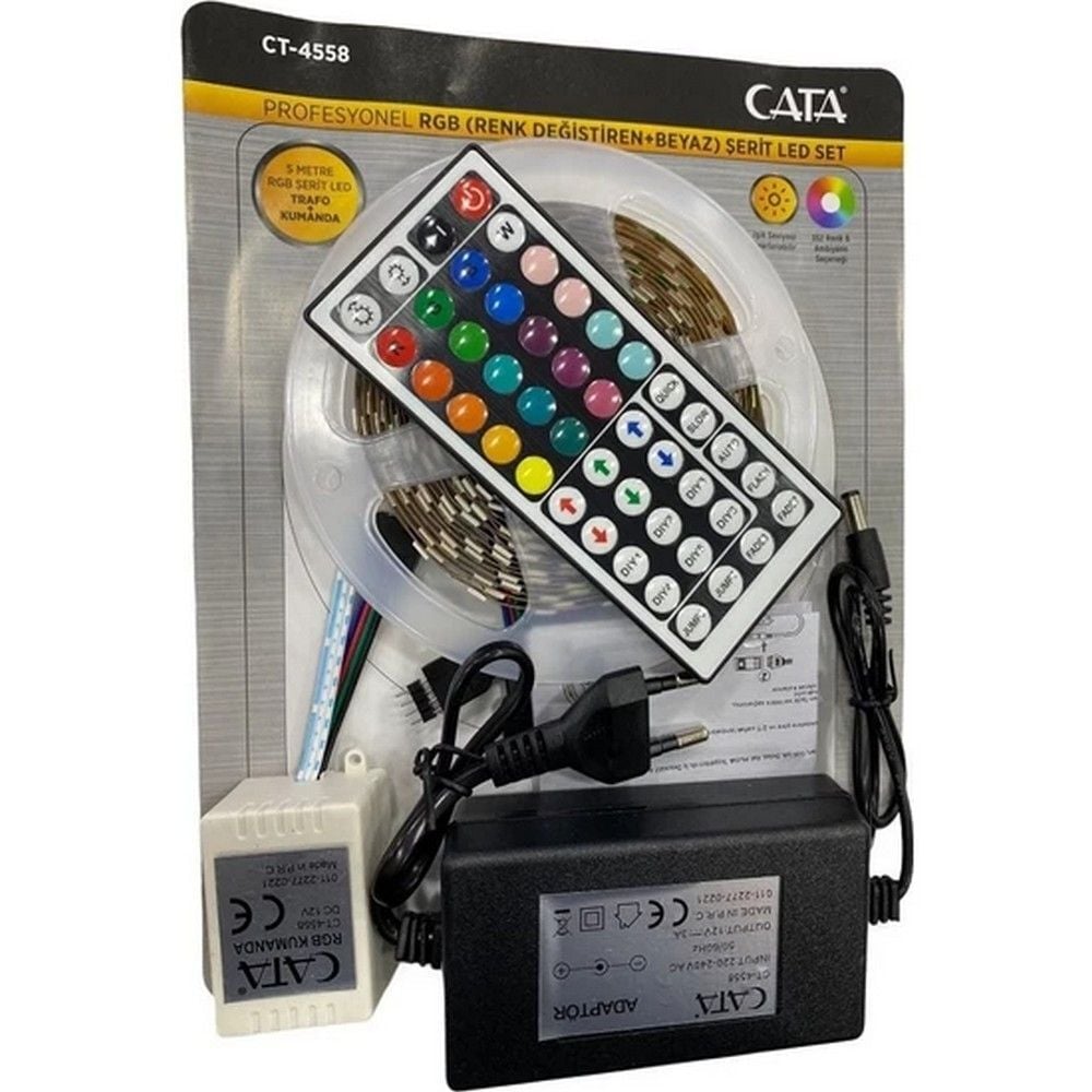CATA RGB ŞERİT LED SETİ 5 MT RGB LED 15 RENK + TRAFO + RGB KUMANDA