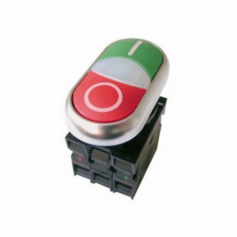 EATON 216700-AS0 İKİLİ BUTON, YAYLI, 24V LED'Lİ, YEŞİL (I) / KIRMIZI (0) 1NA+1NK