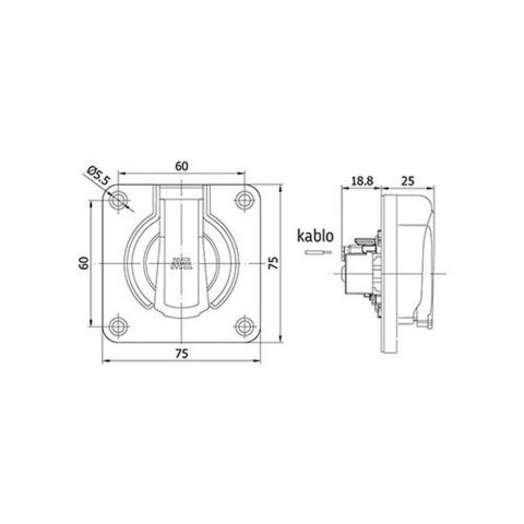 METE ENERJİ 1X16A.MAKİNE PRİZİ ARKA GİRİŞ CON.KPK.YAYLI GRİ 40404605