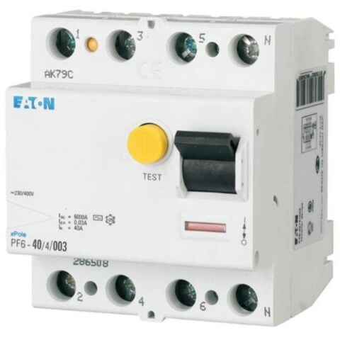 EATON PF6-40/4/003 KAÇAK AKIM KORUMA ŞALTERİ (AC TİPİ) 4X40A, 6KA, 30MA