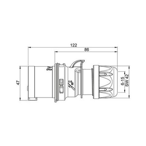METE ENERJİ 3X16A. IP44 DÜZ FİŞ (VİDALI BAĞL.) 406101V