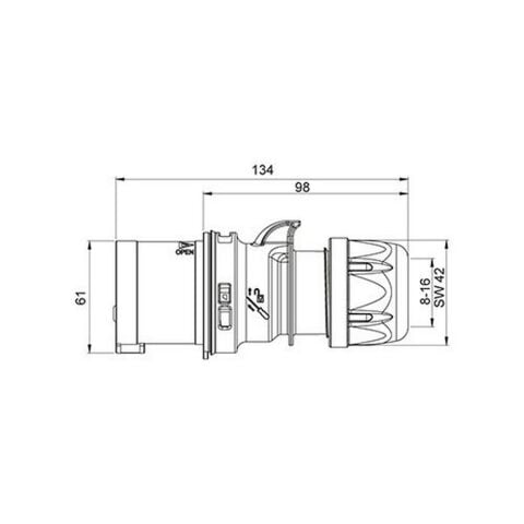 METE ENERJİ 5X16A. IP44 DÜZ FİŞ-(VİDALI BAĞL.) 406105V