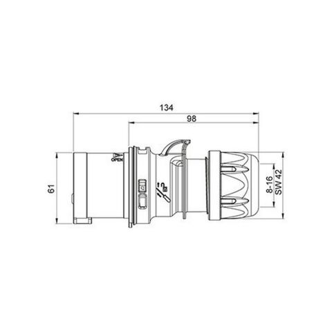 METE ENERJİ 5X16A. IP44 DÜZ FİŞ-(VİDALI BAĞL.) 406105V