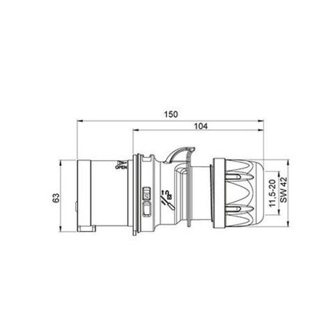 METE ENERJİ 3X32A. IP44 DÜZ FİŞ 406107