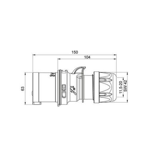 METE ENERJİ 4X32A. IP44 DÜZ FİŞ-( VİDALI BAĞL.) 406109V