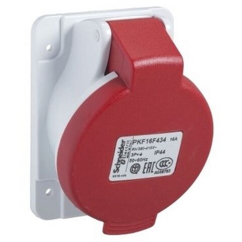SCHNEIDER PKF16F435 PRATİKA 380-415V AC 5X16A 3P+N+E TRİFAZE IP44 VİDA BAĞLANTILI EĞİK MAKİNE PRİZİ