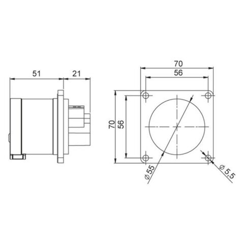 METE ENERJİ 5X32A. IP44 MAKİNE FİŞİ -DÜZ-(VİALİ BAĞL.) 406221V