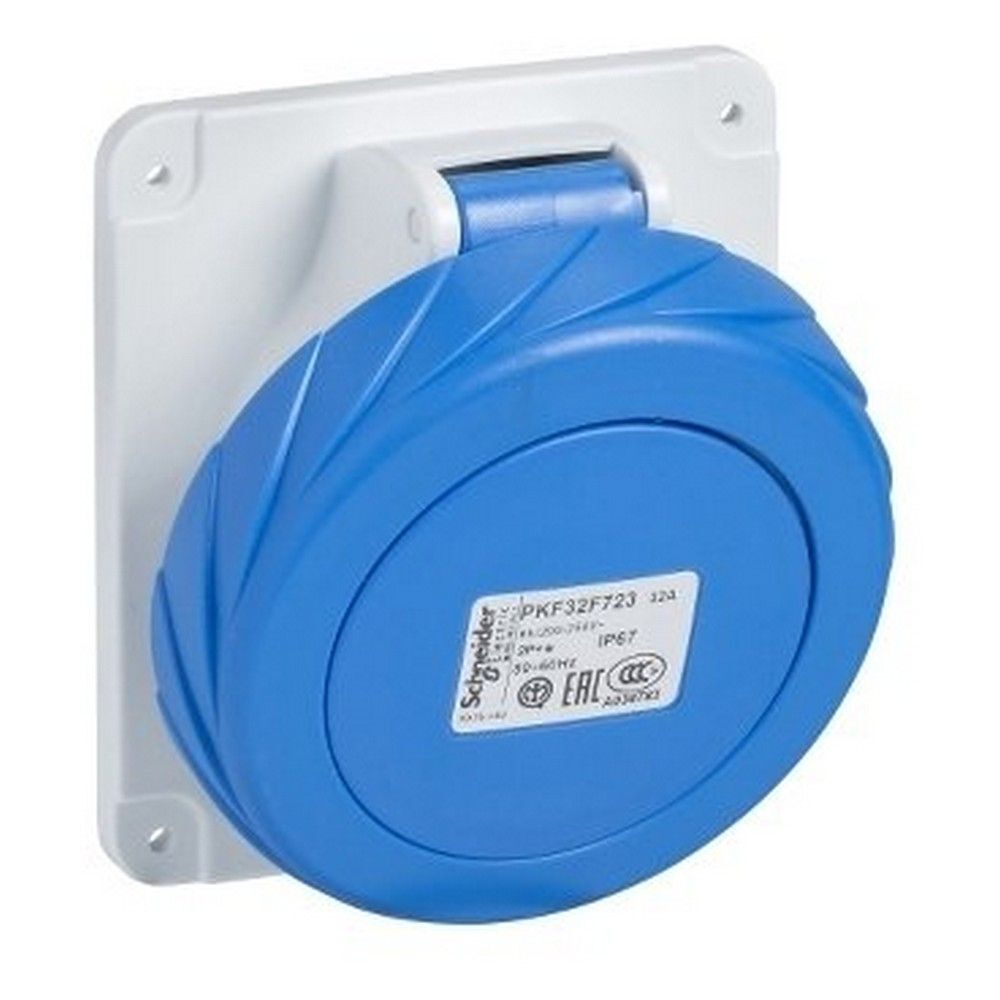 SCHNEIDER PKF32F723 PRATİKA 200-250V AC 3X32A 2P+E MONOFAZE IP67 VİDA BAĞLANTILI EĞİK MAKİNE PRİZİ