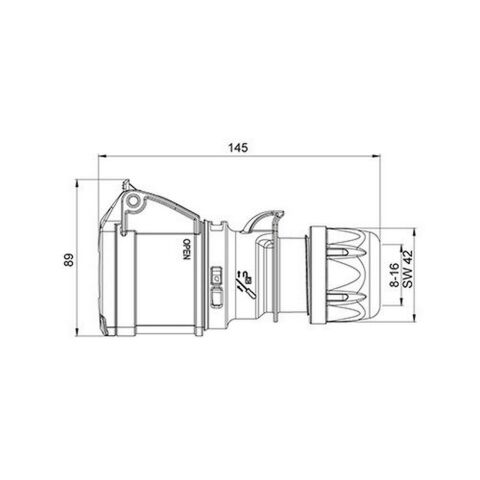 METE ENERJİ 5X16A. IP44 UZATMA PRİZİ-(VİDALI BAĞL.) 406405V