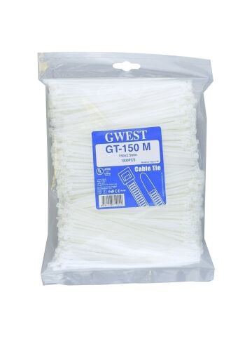 GWEST GT 150 M (1000 ADET) 150X2.5MM BEYAZ KABLO BAĞI