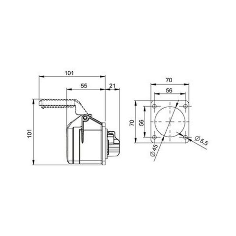 METE ENERJİ 4X16A. IP44 MAKİNE PRİZİ -DÜZ-(VİDALI BAĞL.) 406506V