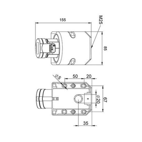 METE ENERJİ 3X32A. IP44 DUVAR PRİZİ -EĞİK GÖVDELİ-(VİDALI BAĞL 406611V