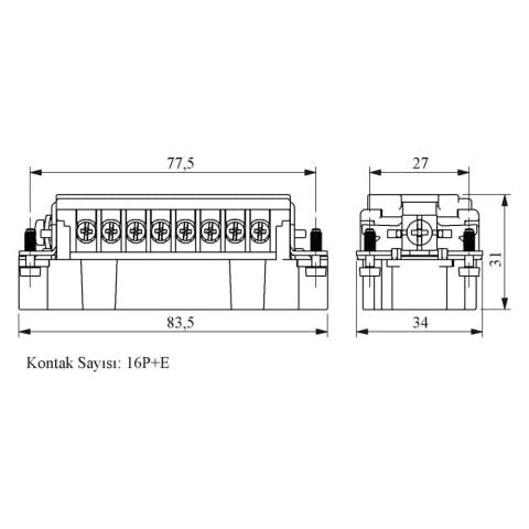 EMAS EB016CF00 16 KUTUPLU ÇEKİRDEK FİŞ