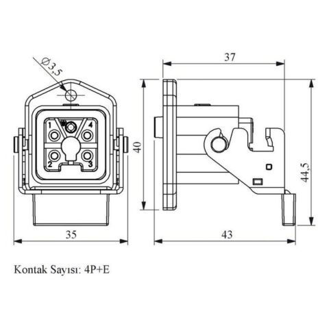 EMAS EBM05PM46 5 KONTAKLI MAKİNA PRİZ ALT.GİR.METAL AÇ