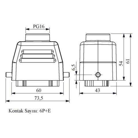 EMAS EBM06FU30 6 KONTAKLI UZATMA FİŞİ ÜST GİRİŞ