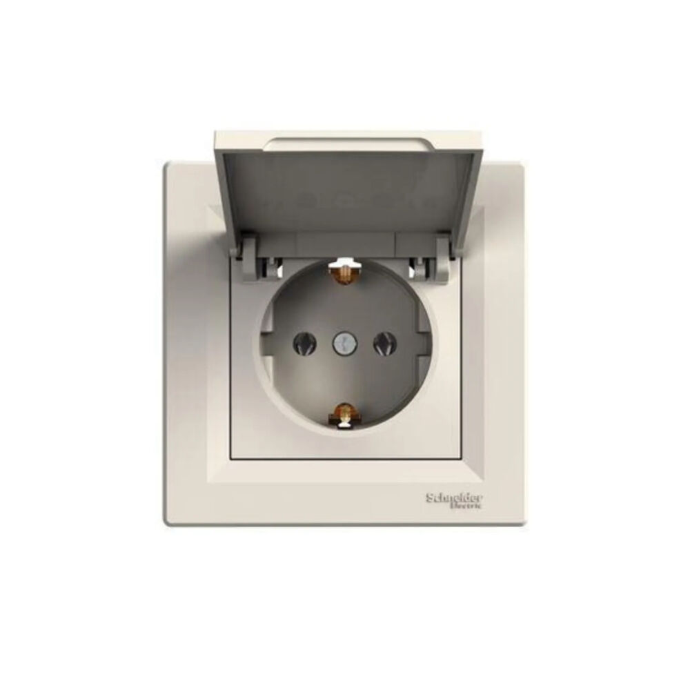 SCHNEIDER EPH3100123 ASFORA IP44 VİDALI KREM ÇERÇEVELİ KAPAKLI TOPRAKLI PRİZ