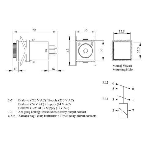 EMAS RZ1A2C03S-2 ZAMAN RÖLESİ 03 SN ANALOG 24 V