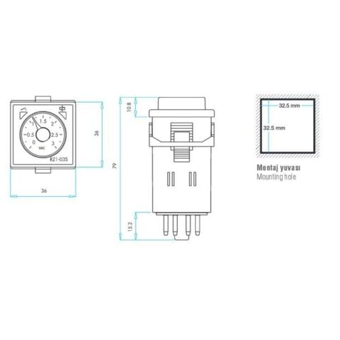 EMAS RZ1A2C30M-5 ZAMAN RÖLESİ 30 DK ANALOG 220 V