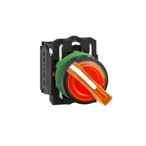 SCHNEIDER TURUNCU EKSİKSİZ IŞIKLI MANDAL BUTON ÇAP 22 2 KONUMLU SABİT 1NA+1NK 24V 3389110903607