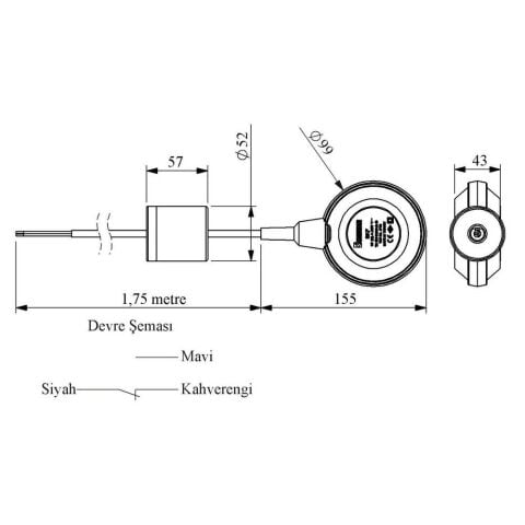 EMAS SKF SKF SERİSİ 1 FAZ 1,75M PVC KOBRA STANDART AĞIRLIKLI SEVİYE KONTROL FLATÖRÜ