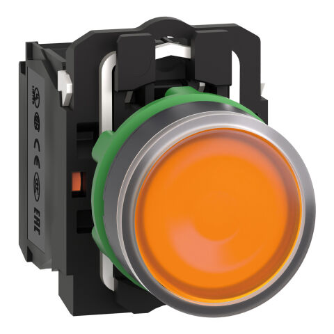 SCHNEIDER TURUNCU SIVA ALTI EKSİKSİZ IŞIKLI BUTON ÇAP 22 YAYLI DÖNÜŞ 1NA+1NK 220...240V 3389110904208