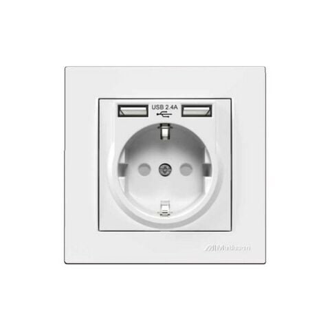 MUTLUSAN RİTA BEYAZ TOPRAKLI PRİZ USB'Lİ
