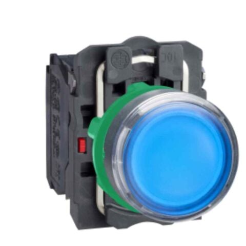 SCHNEIDER MAVİ SIVA ALTI EKSİKSİZ IŞIKLI BUTON ÇAP 22 YAYLI DÖNÜŞ 1NA+1NK 24V 3389110136944