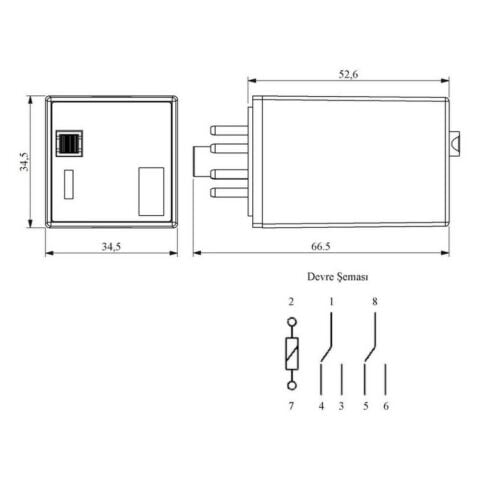 EMAS RE1P08DC012 RÖLE 2 KONTAK 8 PİN 12 V DC