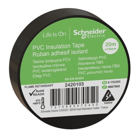 SCHNEIDER 2420103 19MMX20MT SİYAH PVC İZOLE ELEKTRİK BANDI