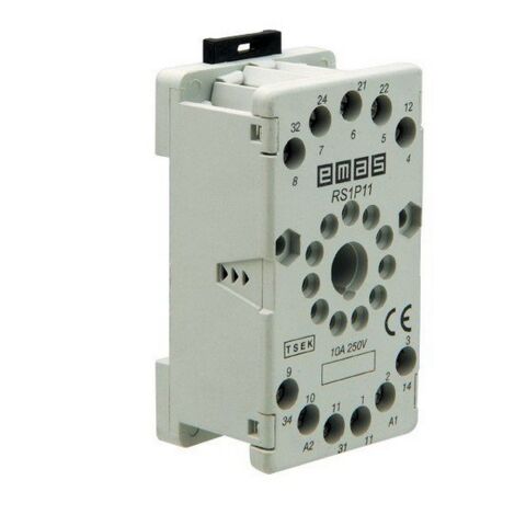 EMAS RS1P11G1 RÖLE SOKETİ 11 PİNLİ GRİ
