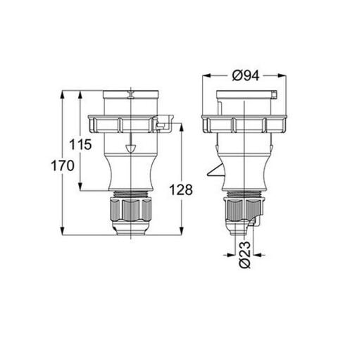 METE ENERJİ 4X32A. IP67 DÜZ FİŞ VİDALI BAĞLANTI T210522V