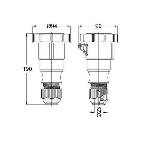 METE ENERJİ 3X32A. IP67 UZATMA PRİZİ VİDALI BAĞLANTI T310281V