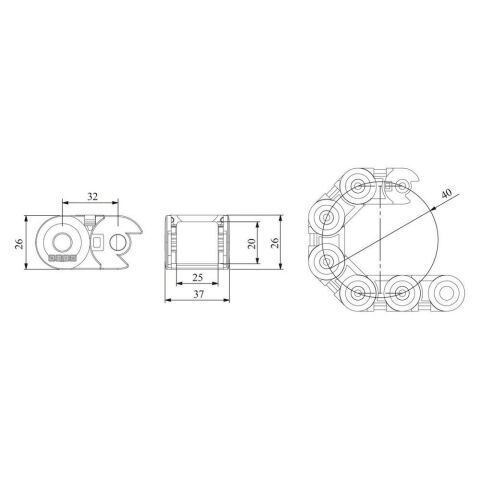 EMAS HKP020025R3A HAREKETLİ KABLO TAŞIYICI 40MM BÜK.YAR.ÇAP.AÇIK TİP