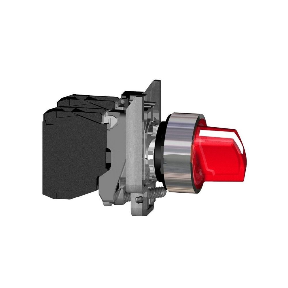 SCHNEIDER KALICI IŞIKLI MANDAL BUTON KIRMIZI 1-0-2 24V AC-DC LEDLİ 3389118223233