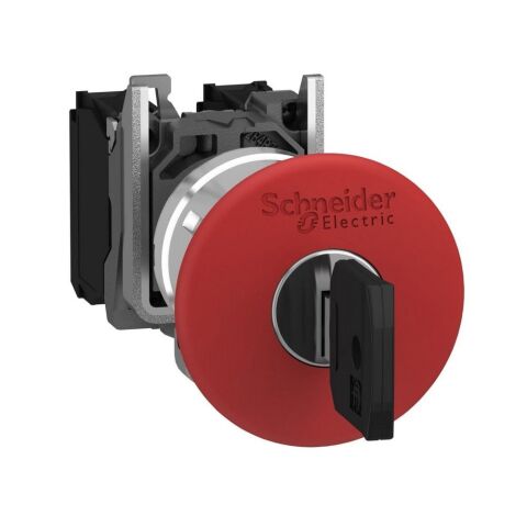 SCHNEIDER 40 MM 1NA/1NK MANTAR KAFALI ANAHTARLI KALICI ÇEVİR-ÇEK ACİL DURDURMA BUTONU 3389110887068