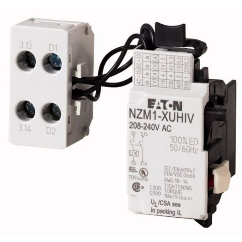 EATON NZM1-XUHIV110-130AC KOMPAKT ŞALTER AKSESUARI: ERKEN KAPAMA KONTAKLI DÜŞÜK GER.BOBİNİ NZM1