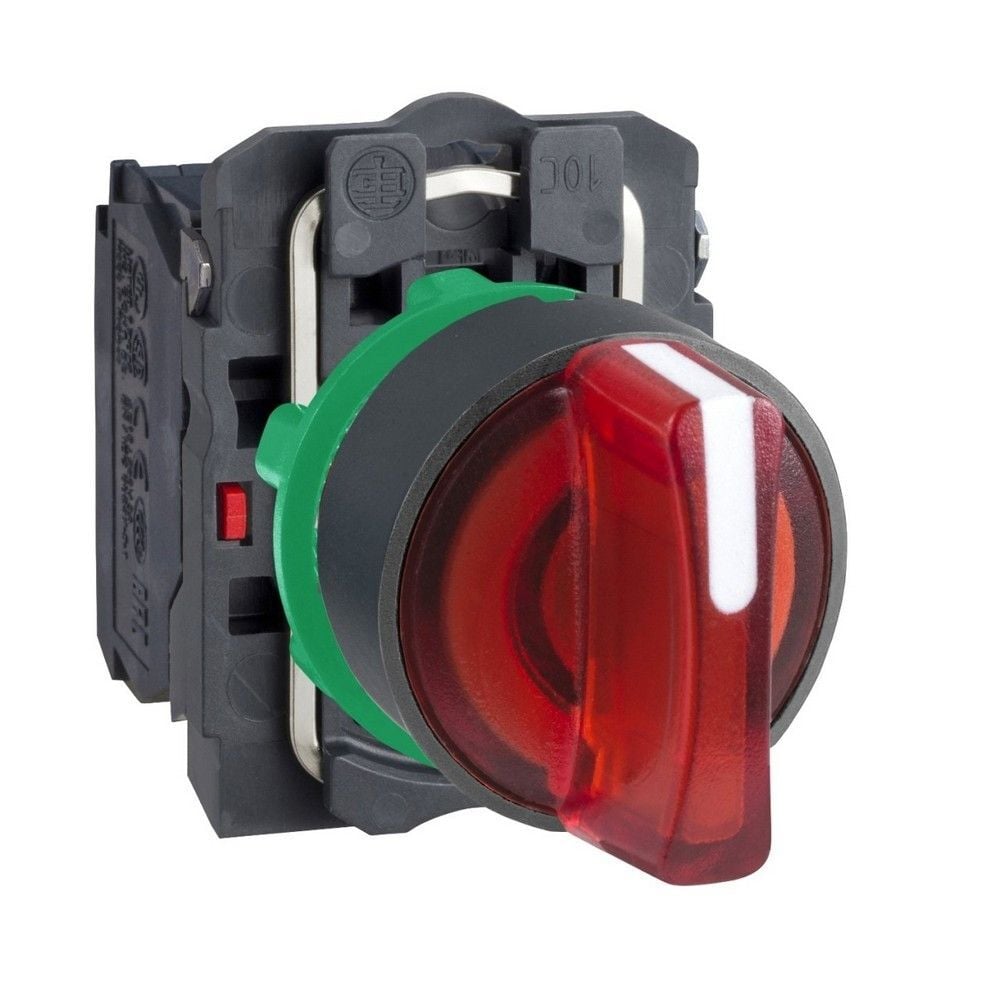 SCHNEIDER KIRMIZI EKSİKSİZ IŞIKLI MANDAL BUTON ÇAP 22 3 KONUMLU SABİT 1NA+1NK 24V 3389118223325