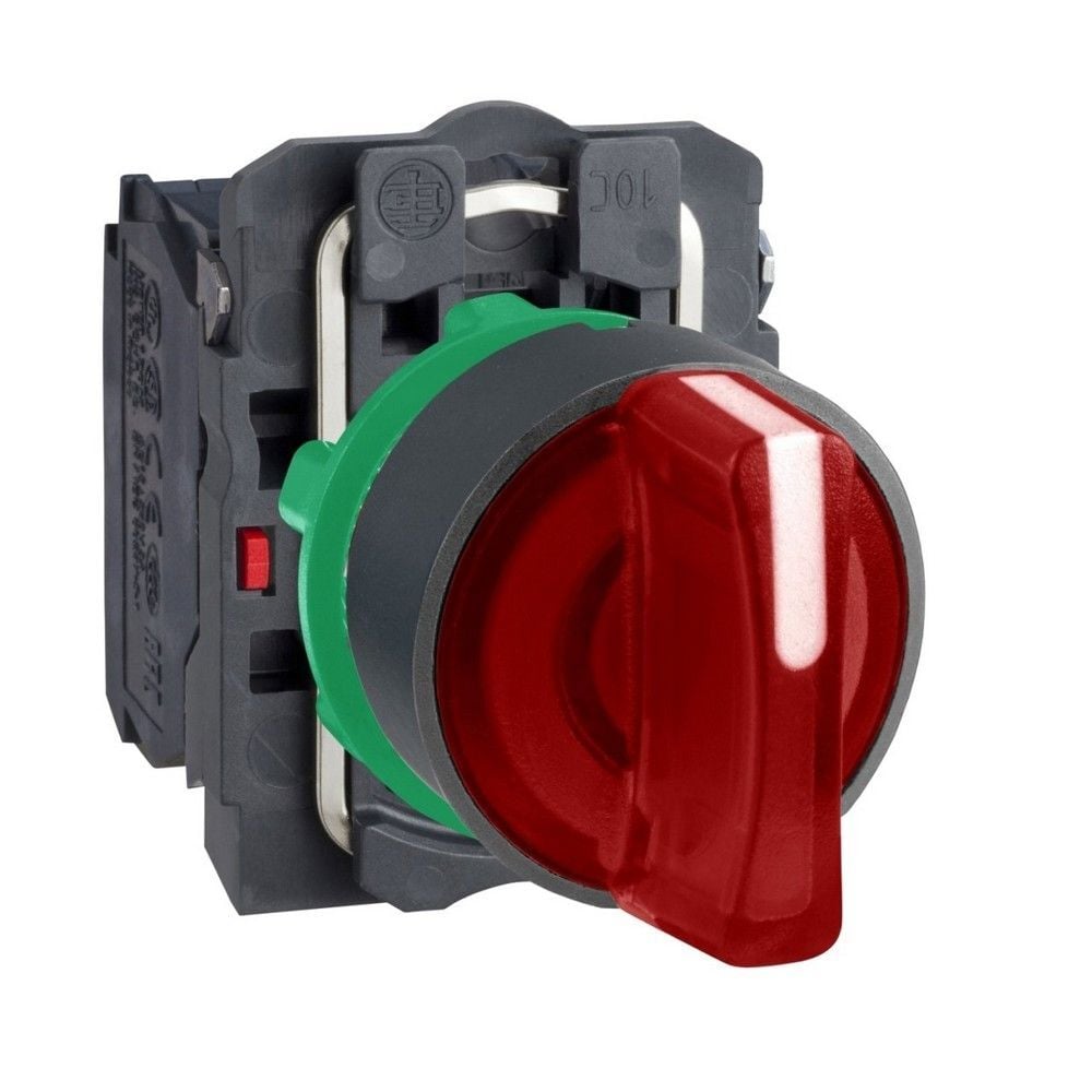 SCHNEIDER KIRMIZI EKSİKSİZ IŞIKLI MANDAL BUTON ÇAP 22 3 KONUMLU SABİT 1NA+1NK 230V 3389118223349