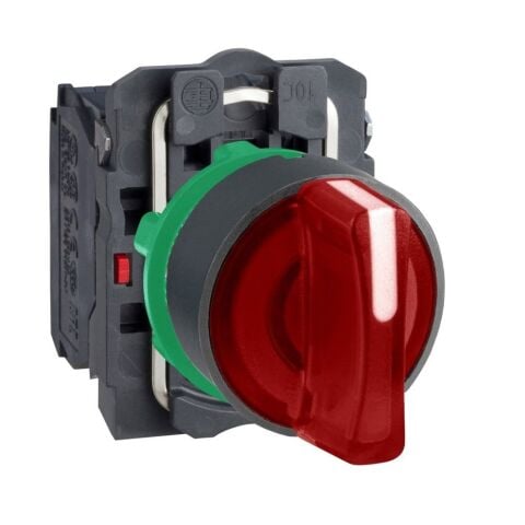 SCHNEIDER KIRMIZI EKSİKSİZ IŞIKLI MANDAL BUTON ÇAP 22 3 KONUMLU SABİT 1NA+1NK 230V 3389118223349