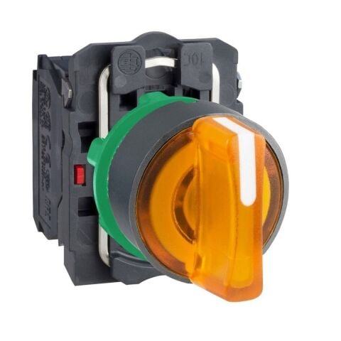 SCHNEIDER KALICI IŞIKLI MANDAL BUTON SARI 1-0-2 230V AC LEDLİ 3389118223370