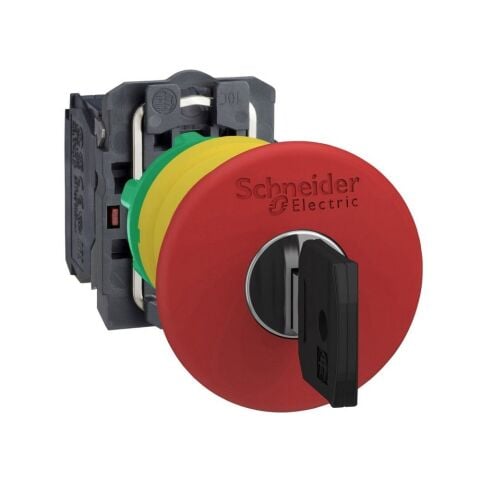 SCHNEIDER KIRMIZI ÇAP 40 ACİL DURDURMA KAPATMA BUTONU ÇAP 22 MANDALLAMA ANAHTARLA BIRAKILAN 1NK 3389110903843 3606480623677