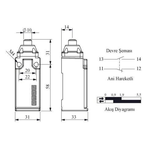 EMAS L51K13PUM211 DOGRUSAL HAREKETLİ METAL PİM ( METAL GÖVDELİ )